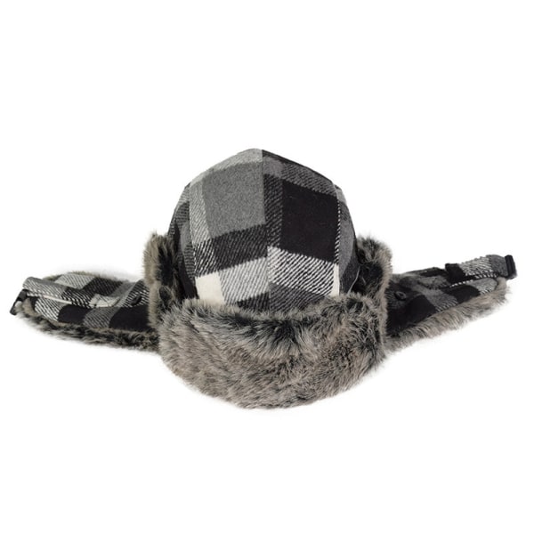Buffalo Pläd Aviator Fur Trapper Hat Eskimo Russian Bomber Hat with Ear F