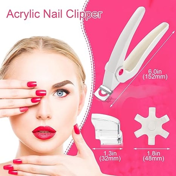 Nagelklippare, nagelklippare i rostfritt stål, nagelförstärkning, rak skärning, vit