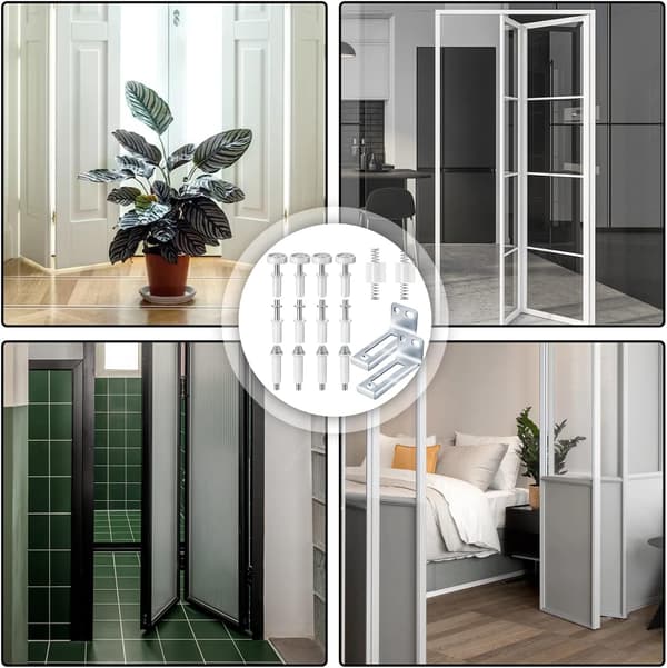 16 Dele Foldedør Hardware Kit, Foldedør Hardware Reservedele Egnet til Foldedøre Skabsdør Reparation