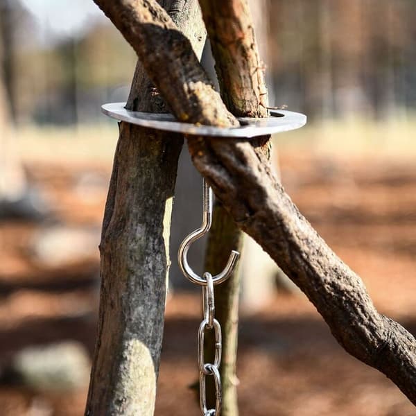 Camping Tripod Board - Forvandl grene til et bål tripod, rustfrit stål