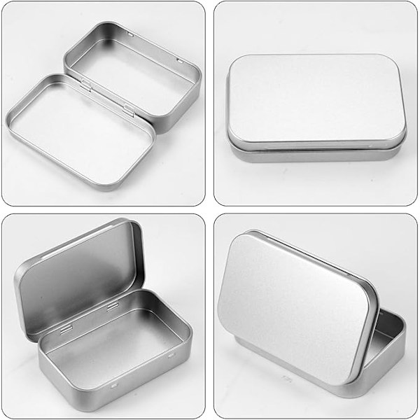8 st Metallplåtslåda med lock, Rostsäker liten rektangulär aluminiumplåt, Mini-tillbehör Liten plåtlåda, Hemförvaringsplåtlåda kompatibel för förvaring av små föremål
