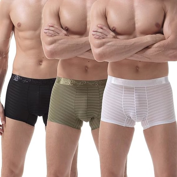 Sexy boxershorts for menn Ice Silk Mykt pustende undertøy, gjennomsiktig mann