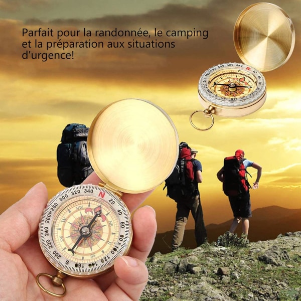 Ren kopparpekare Retro fickur Flip Kompass utomhus bergsklättring