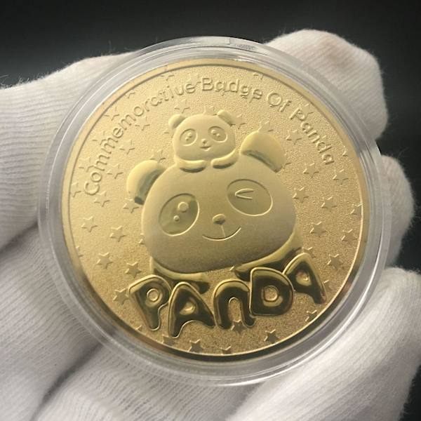 Panda Guldpläterad Minnesmyntsamling Guldmynt Djurreliefmedalj