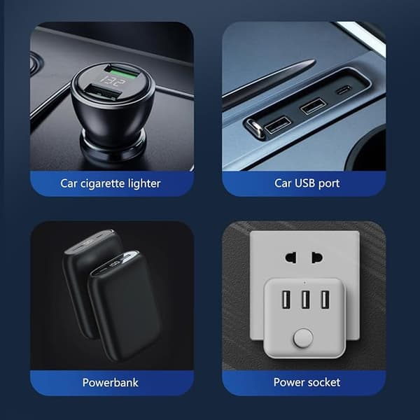 USB Bilventilator Dobbelt Hoved Kraftig Køling 360° Roterbar 3 Hastigheder til Hjem Off