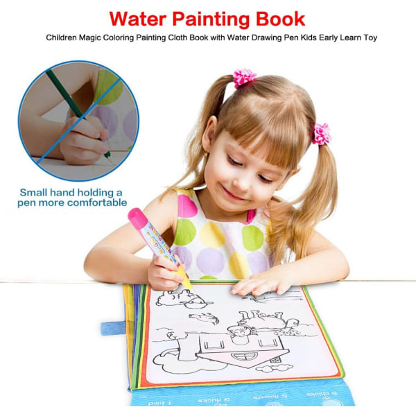 Tidig utbildning vattenritning och målarbok för barn, tygbok med W