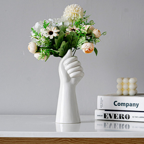 9 tommer moderne kunst keramik blomstervase Håndholdende planter Blomsterbeholder,