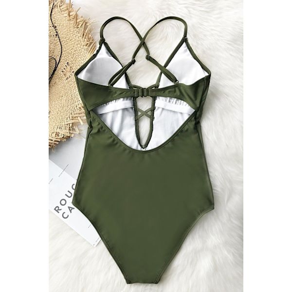 Fashion dam retro spetsbikini strand badkläder badkläder GRÖN M