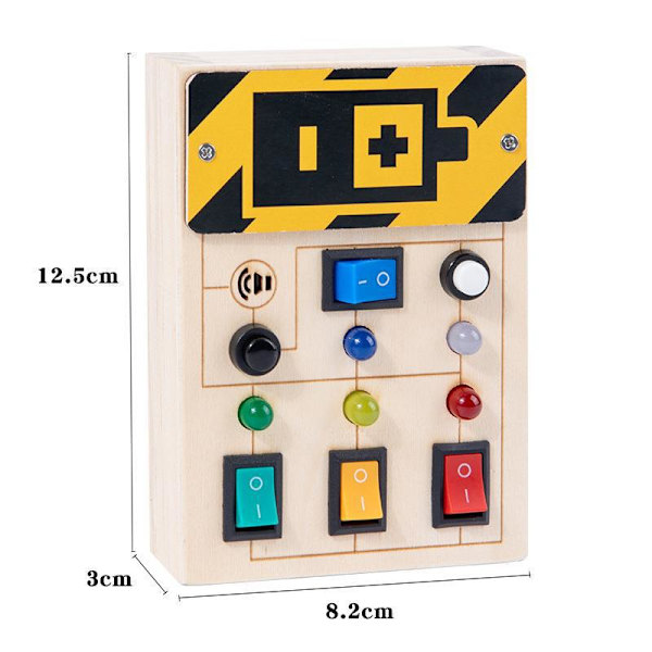 Montessori Busy Board, Busy Board Button Toy, Wooden LED Light Sw