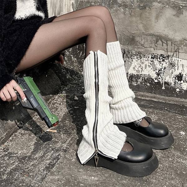 Retro Y2k Legwarmers Boot Leg Covers valkoinen