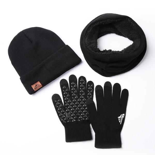 Winter Beanie Hat Skjerf Touchscreen hansker sett for menn og kvinner, Beanie Gl