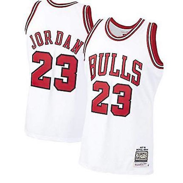 Chicago Bulls #23 Michael Jordan herr basketbolltröja sporttröjor Sleeveless T-shirt, vit XXL