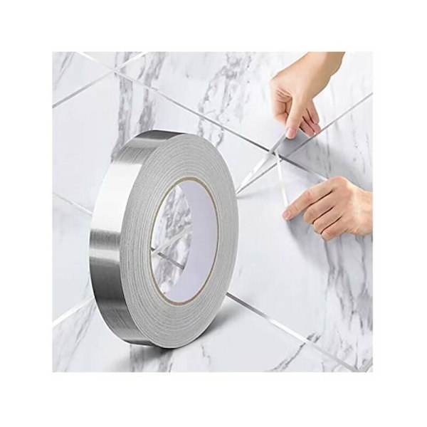 Självhäftande dekorativ tejp för kakel, vattentät fogtejp, för golv, väggar, tak, dörrar och fönster, heminredning (1X(2cmX50m), silver)