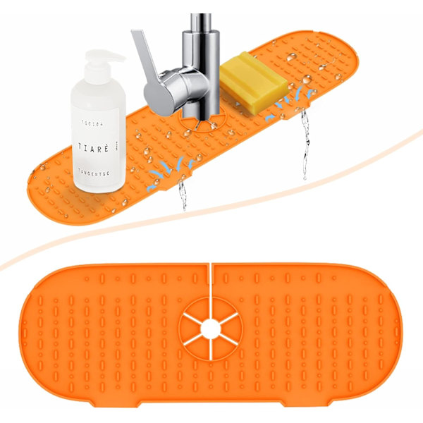 Vannsprutbeskyttelse for vannkran, absorberende silikonmatte for kjøkken, anti-drypp for kraner, forhindrer skade
