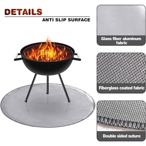 36 tommers brannhemmende matte - branngropmattebeskytter brannsikker grillmatte, B