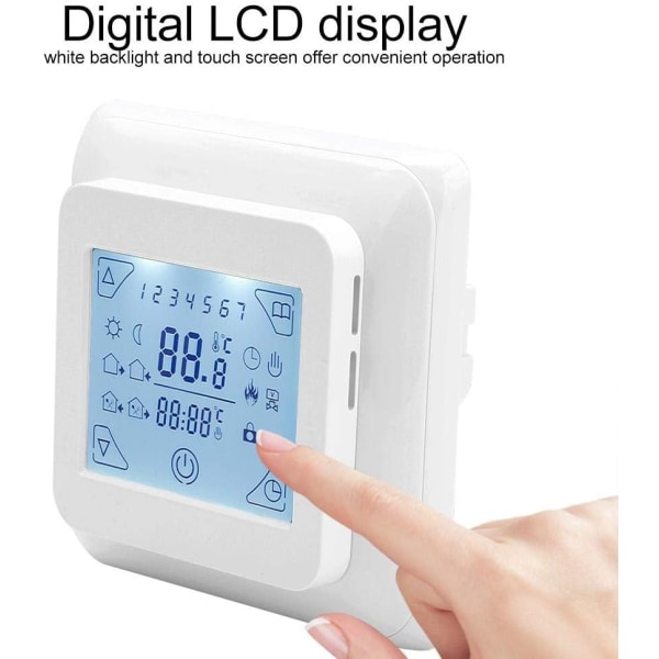 Programmerbar termostat 16A Programmerbar temperaturregulator för golvvärme termostat med pekskärm