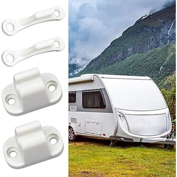 2 stk. Campingvogn dørblokk Campingvogn dørholder Hvit T-formet dørhasp for bobil Tilhenger Campingvogn