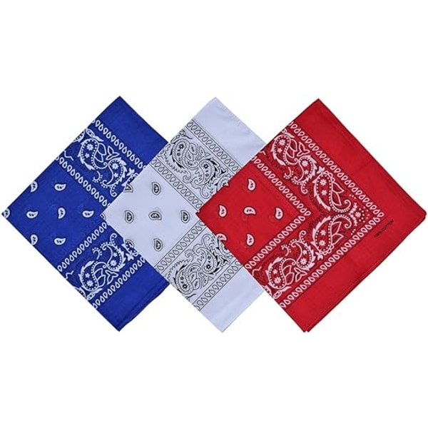 Paisley 3-delt multifunktionelle bandanaer 100% bomuldssæt – pandebånd lommetørklæder 23 x 23 tommer