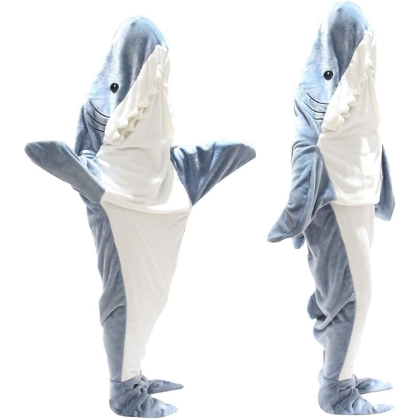 Shark Blanket Super Blød Hyggelig Flanell Bærable Tæppe Hætte Sha