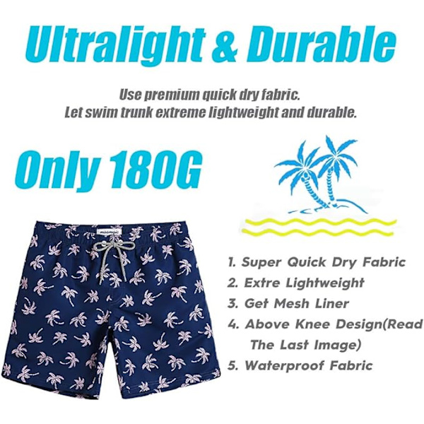 Badbyxor för män med snabbfintorkande badshorts med meshfoder, roliga badkläder