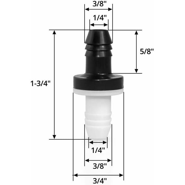 Enkelte tilbageslagsventil, 10 mm 3/8\" ABS, 4 stk.