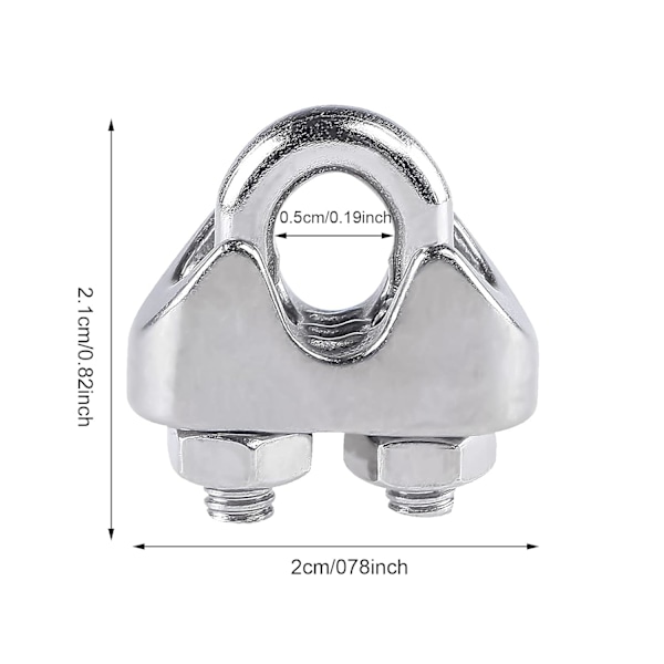 Wire Rope Clips, 12 stk. M3 Rustfrit Stål Kabelklemmer, U-Bolt Kabelklemme til Industri, Husholdning, Læsning og Lossing af Varer