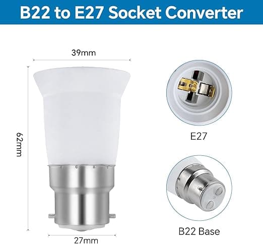 B22 til E27 fatningadapter, B22 til E27 bajonet fatningkonverter til LED glødelampe halogen pære fatning baseadapter, 6 stk.