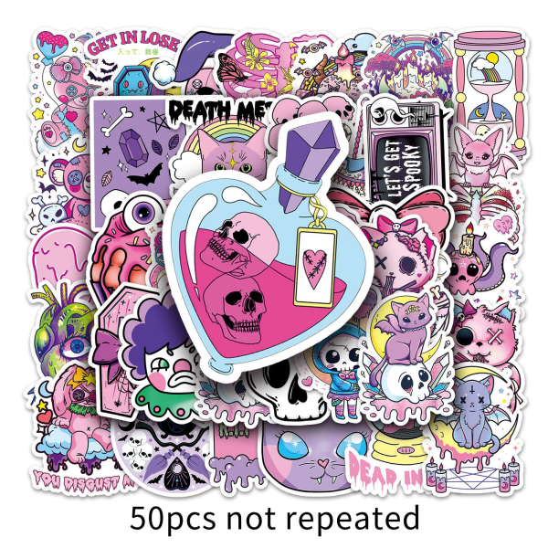 50 dele Gothic Cartoon Sticker Pack - Vandtætte klistermærker til Ki