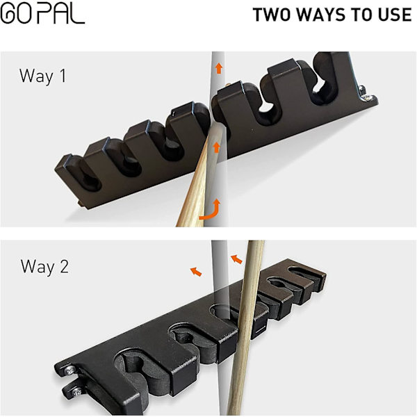 6 Pool Cue Rack, Billiard Stick Holder Väggmontering, Pool Table Rods Clip