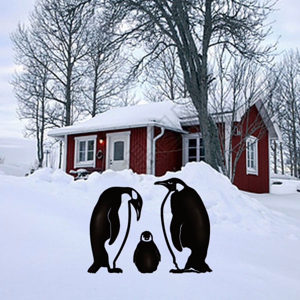 Animal Figurine Metal Rauta Penguin Family Patsas Siluetti Koristeellinen