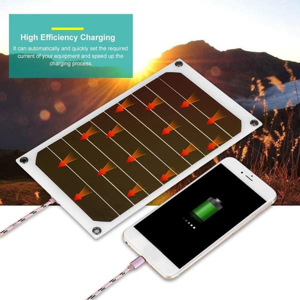 Solcellepanel, 10W 5V solcelleladere kompatible med mobiltelefoner, solcellepanel, IP64 vanntett utendørs solcellepanellader