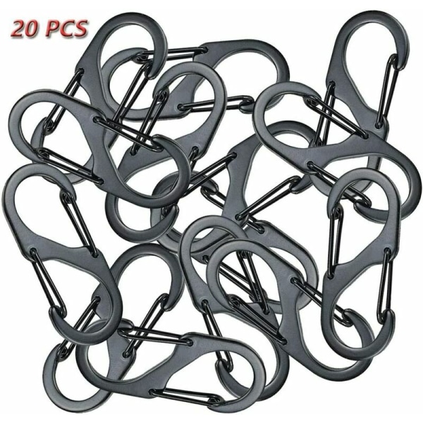 20 stycken Mini S-formade karbinhakar i aluminiumlegering 8 former D
