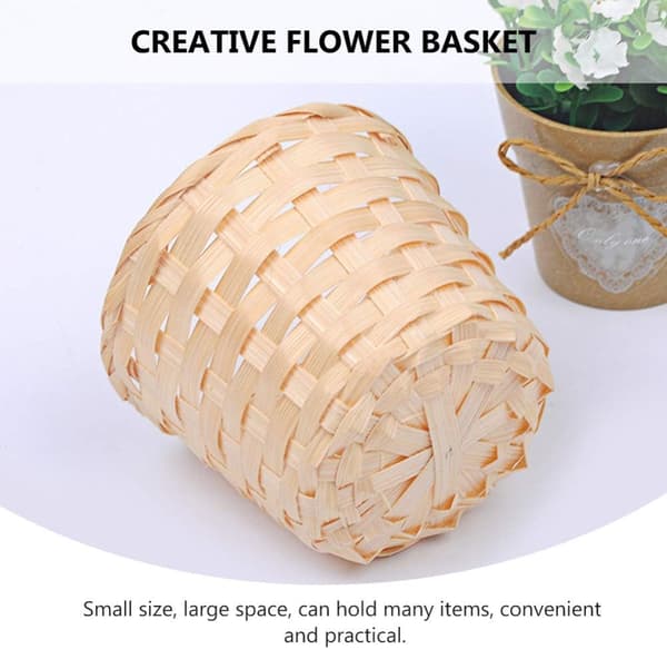 4 st Rattan Blomkorg Bambu Vävd Mini Korg Herbarium Planter Ba
