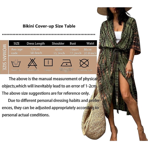 Langstrandkjole for kvinner, Bohemian Kimono Cover Up