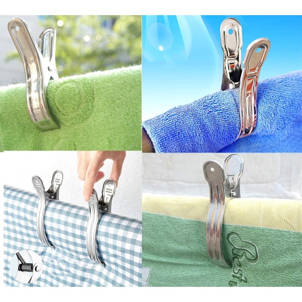 Beach Towel Clips, 12 Pcs 5.5 Inch Length Stainless Steel Mental Clips for