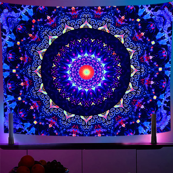 Sort Lys Alien Vægtæppe 180X230CM Effekt Billede Under Blåt Lys Alien DJing Psykedelisk Vægtæppe Planet Plakater Hængende til Soveværelse Stue