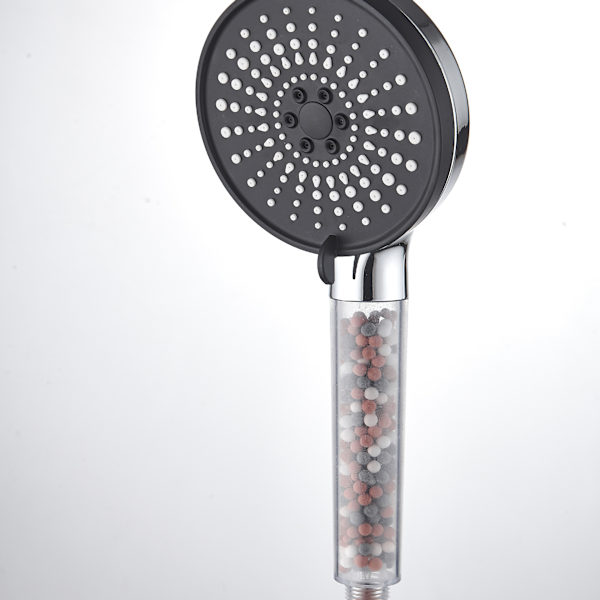 Bärbar Vattenbesparande Duschmunstycke med Filter, Högtryck 6 Jetlägen (Slanglös Duschmunstycke)Svart