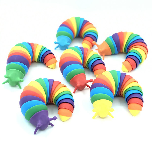 Fidget Slug Legetøj, 2PCS 3D Leddelt Klæbrige Stræk Sensoriske Legetøj, Fleksibel