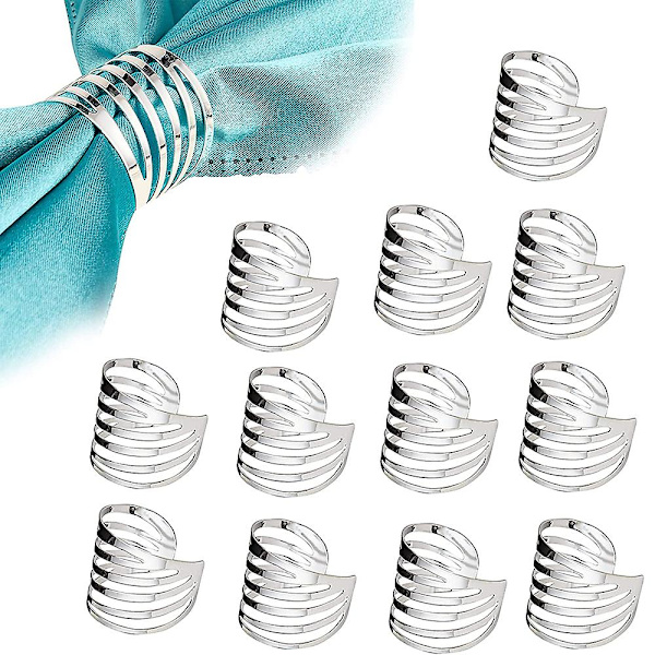 Serviettringer 12 stk, elegante serviettringspenner, svingbare hule