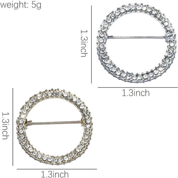 2 st glänsande geometriska cirkelformade broscher för kvinnor och flickor
