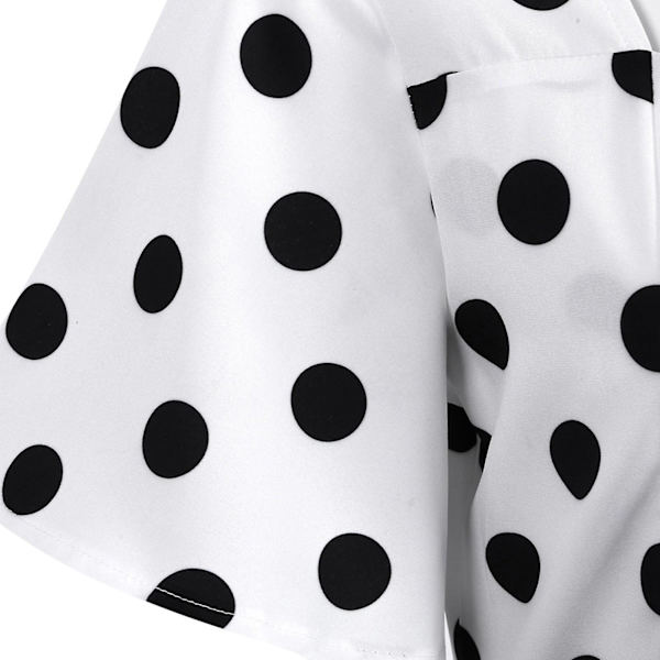 Kvinnors Retro Resestil Vågsöm Kortärmad Prickig Midjelång Fållklänning,XL