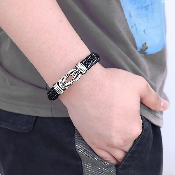 Till Min Son Till Min Sonson Armband, Älskar Dig För Alltid Flätat Läderarmband Herr Flätat Läderknutarmband