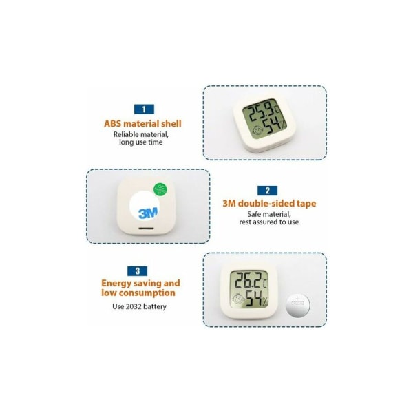 3 st Mini Digital Inomhus Termometer Hygrometer Luftfuktighet Temperatur LCD