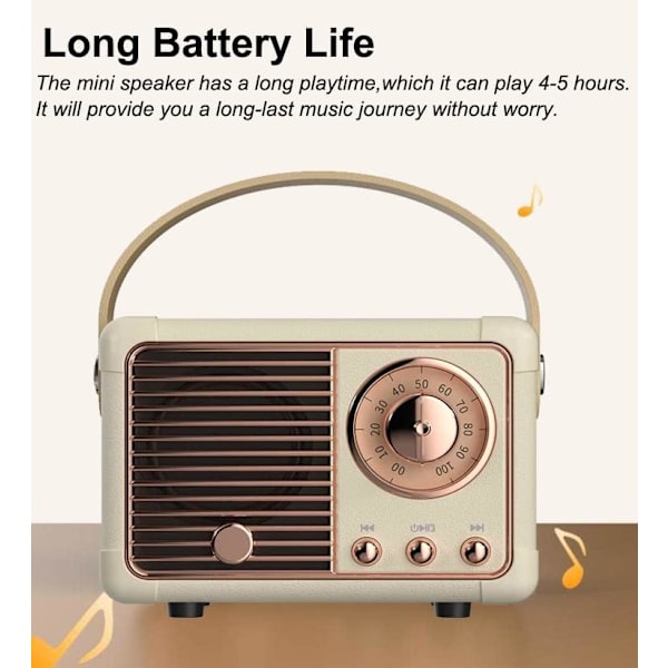 Retro Bluetooth-høyttaler Mini trådløs høyttaler, utendørs bærbar Bluetooth med krystallklar stereolyd Rich Bass, Mini Retro-høyttaler for iPhone, Android-enheter og nettbrett (grønn)