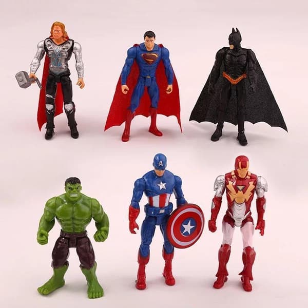 6 stk/sett Marvel Dc Superhelt Actionfigur Leke Superman Iron-man
