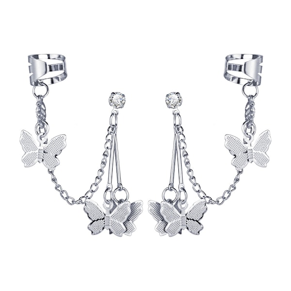 Earrings Alloy Silver Plated Metal Crystal Ear Clips For Daily Use