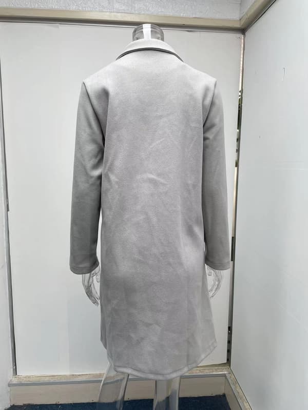 Grå Trenchcoat for kvinner Jakke Vinter Hette Oversized Elegant