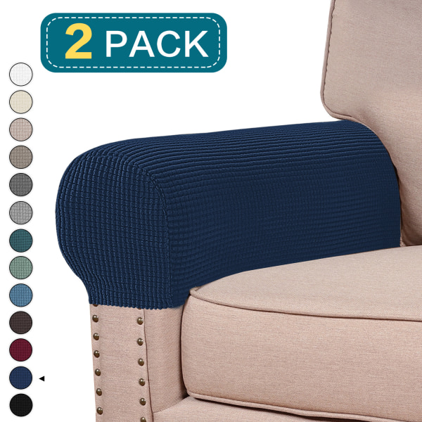 Joustavat käsinojan suojukset Spandex-käsivarsien päälliset tuoleille sohvasohva nojatuolisuojat lepotuoleille, kierretapit 2 kpl (laivasto)