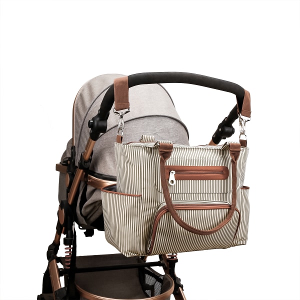 Tote stelleveske sett 6 stk for reise, multifunksjonell baby stelleveske med stellematte, skulderbag, håndveske babyflaskepose, Khaki