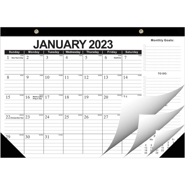 2023-2024 skrivebordskalender, 18 måneders skrivebordskalender/vægkalenderkombination, 17" x